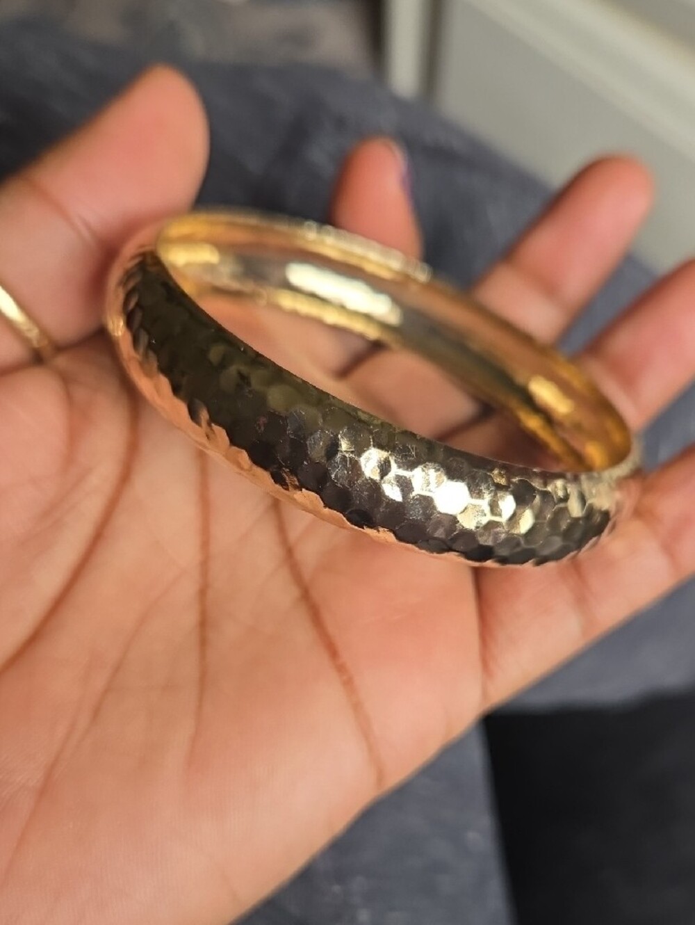 Hammered Gold-Tone Bangle Bracelet